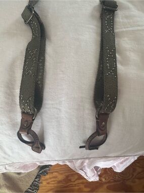 Free People Olive Green Studded Suspenders